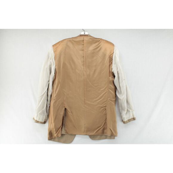 Ermenegildo Zegna Blazer Men's 56R Beige Gold ZigZag Pattern Silk Neiman Marcus - Picture 7 of 14